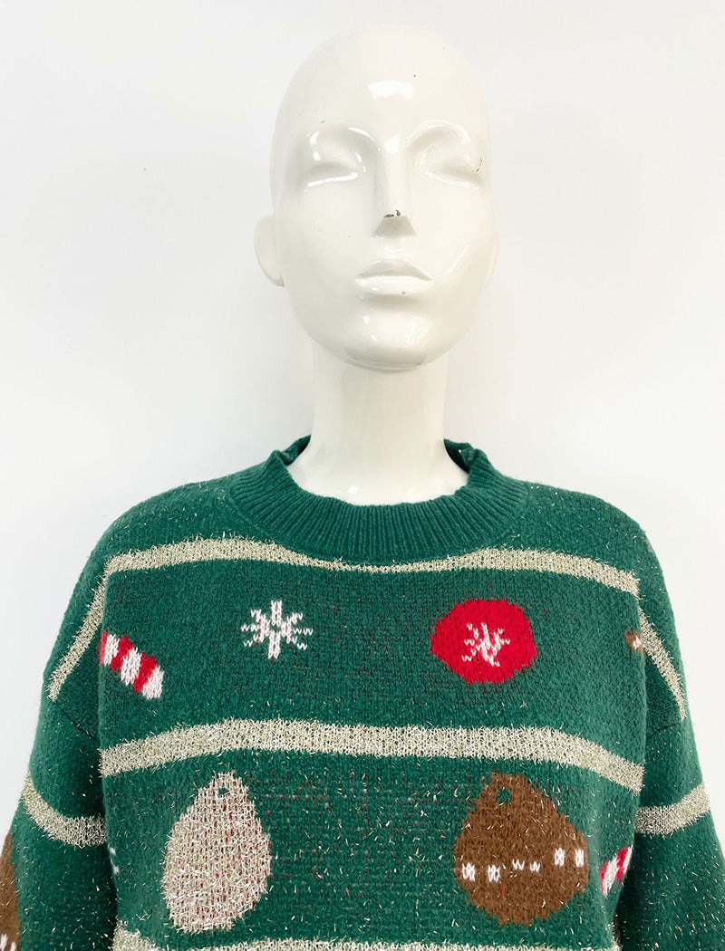 Festive Knit Sweater with Holiday Motifs