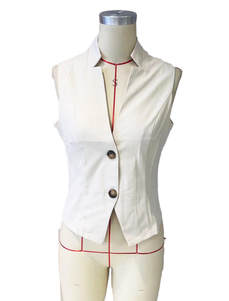 Sleeveless Notched Blazer Vest