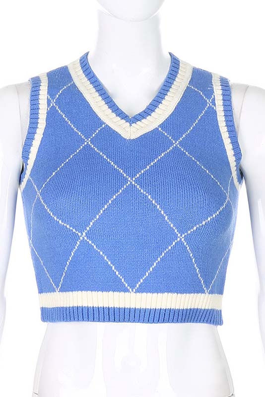 Argyle Knit Crop Top