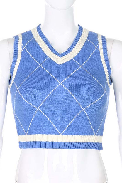 Argyle Knit Crop Top