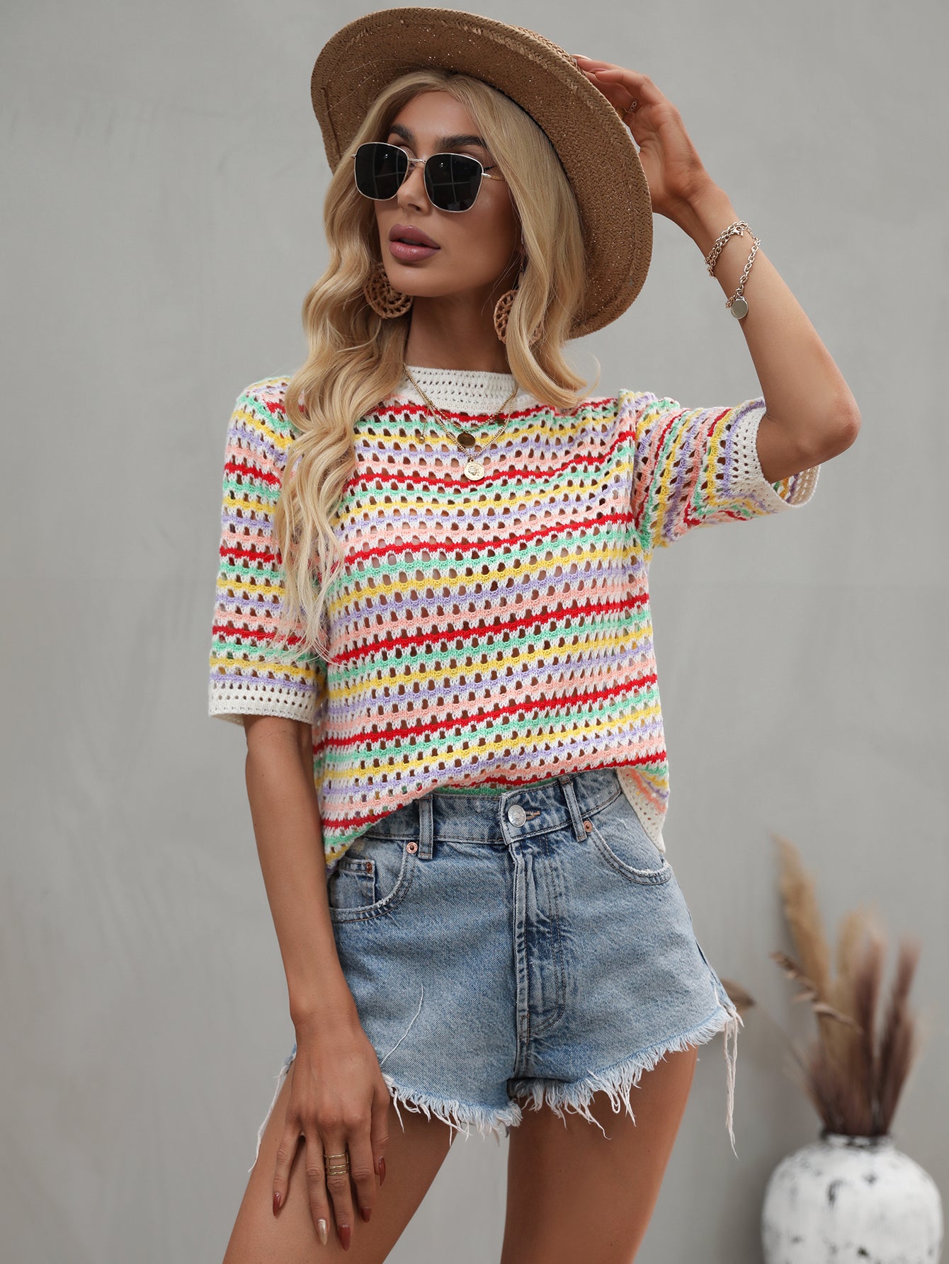 Color-Block Striped Knit Sweater