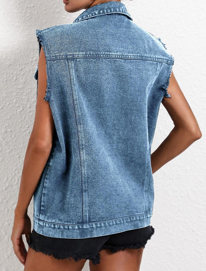 Sleeveless Button-Up Denim Vest