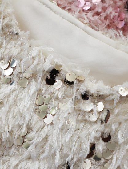 Sequin Fringe Sweater with Balloon Sleeves