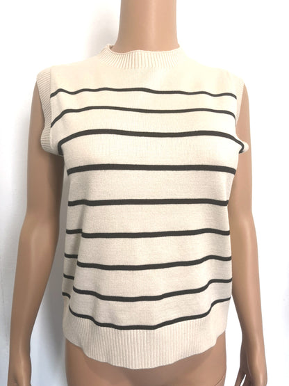 Sleeveless Striped Knit Pullover