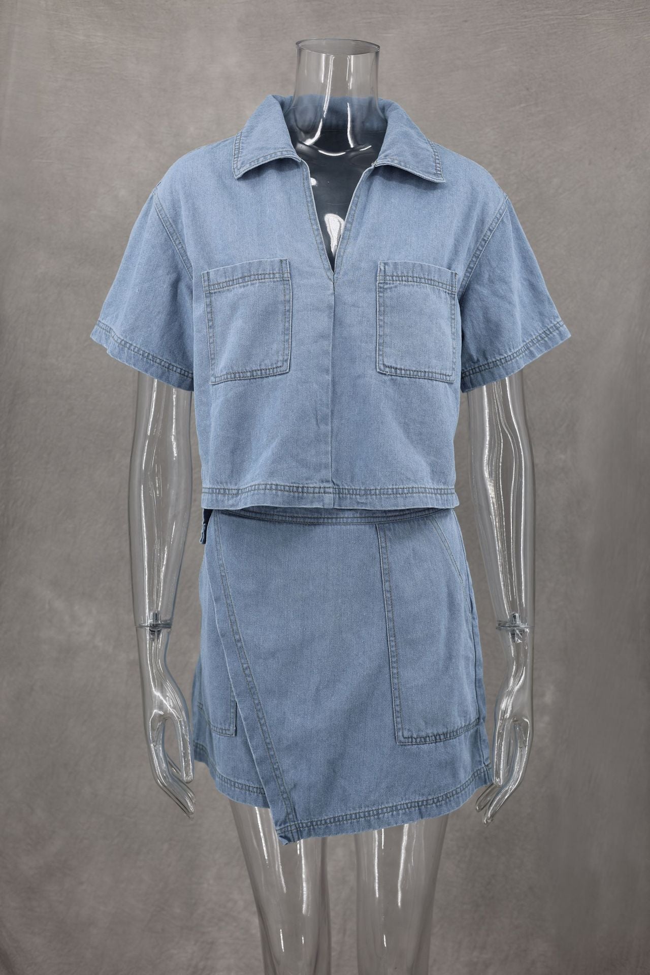 Denim Shirt and Skort Set