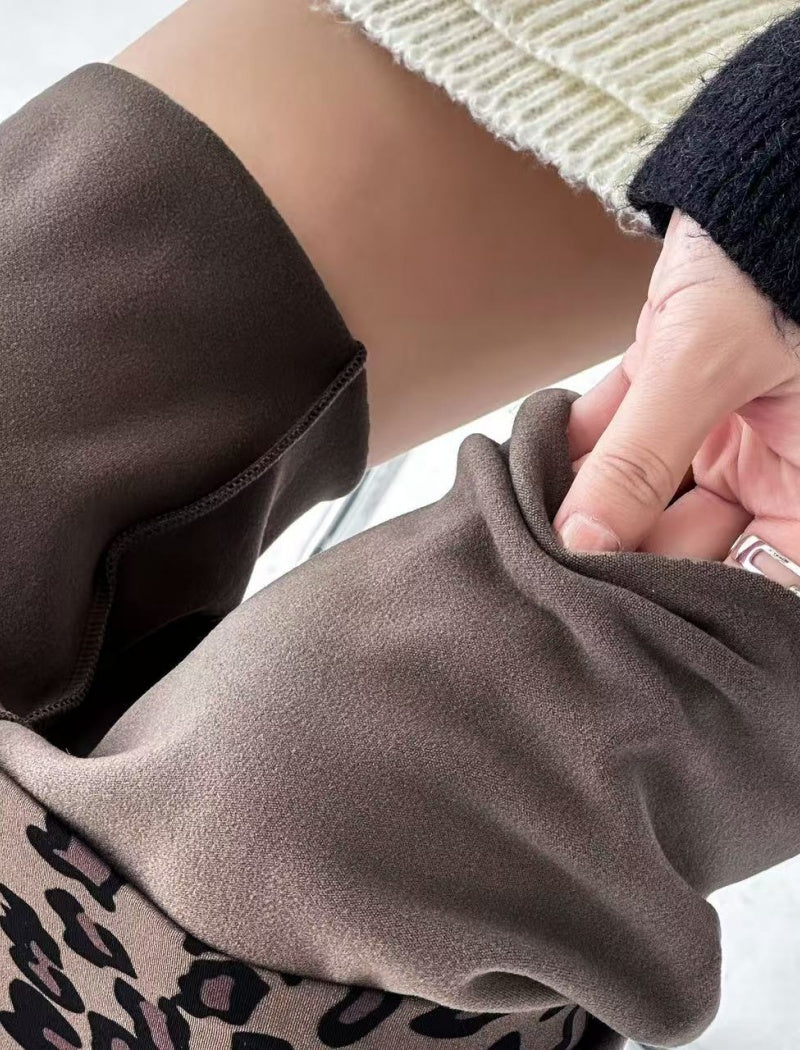 Leopard Print Fleece-Lined Leggings