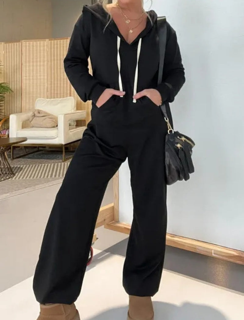 Relaxed Fit Jumpsuit with Hoodie