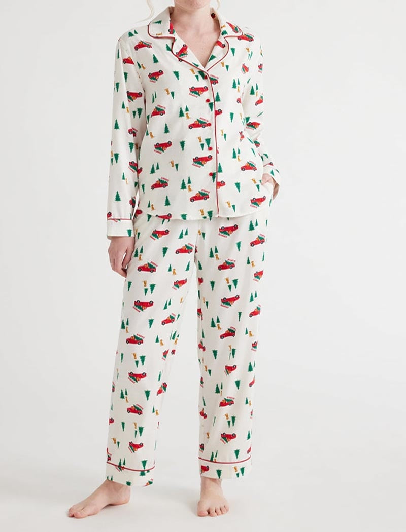 Festive Print Long Sleeve Pajama Set