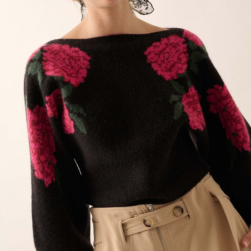 Floral Print Cropped Sweater