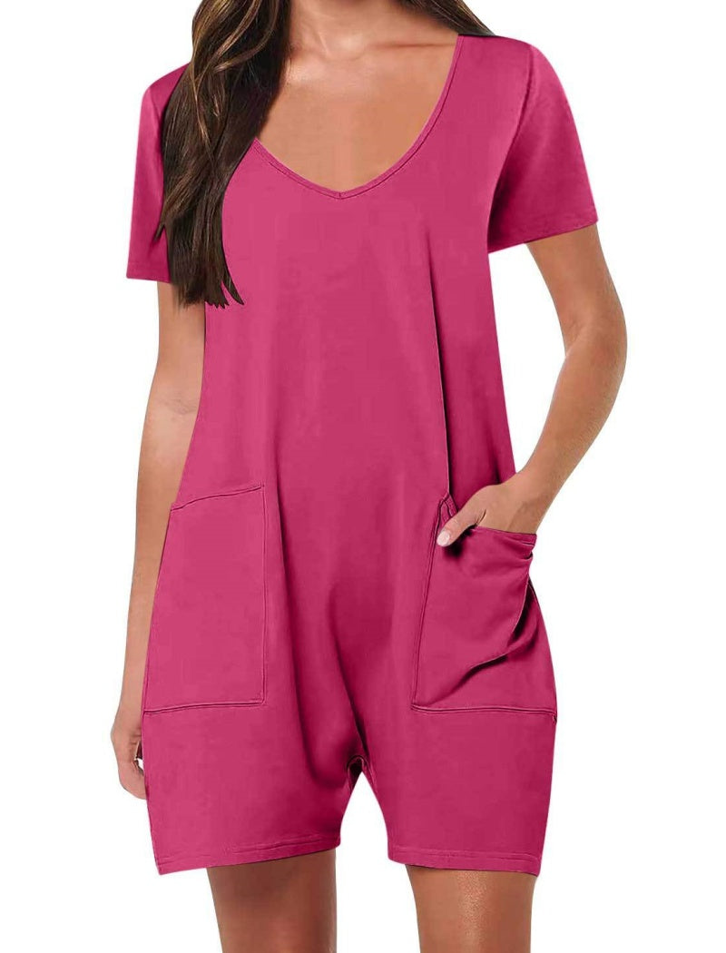 Double Pocket Short Sleeve Romper