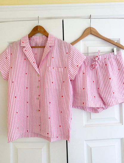 Casual Short Sleeve Top and Shorts Pajama Set