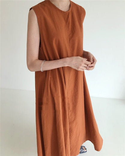 Solid Sleeveless Maxi Dress