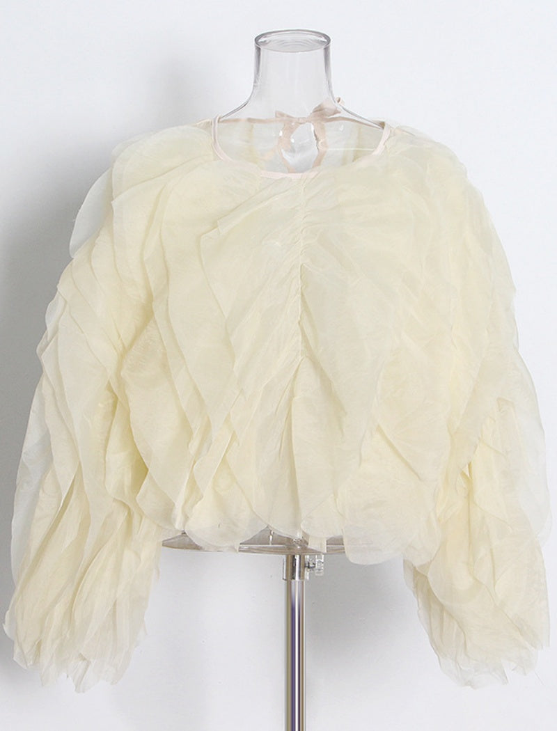 Layered Ruffle Mesh Top