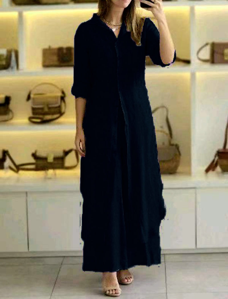 Long Button-Up Duster and Pants Set