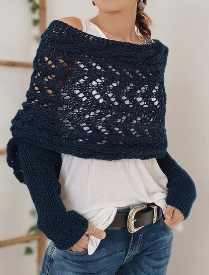 Open Knit Long Sleeve Shawl
