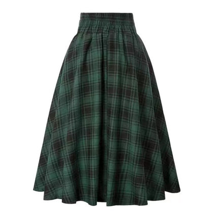 High-Waisted Plaid A-Line Skirt