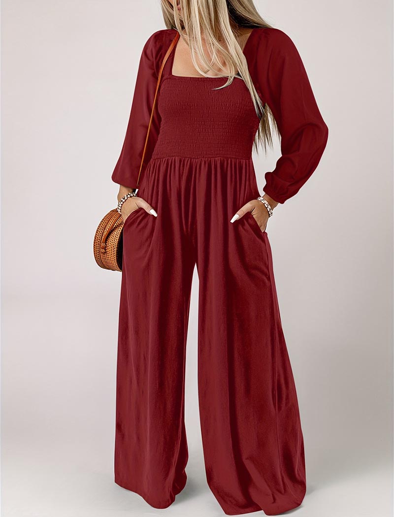 Solid Wide-Leg Jumpsuit