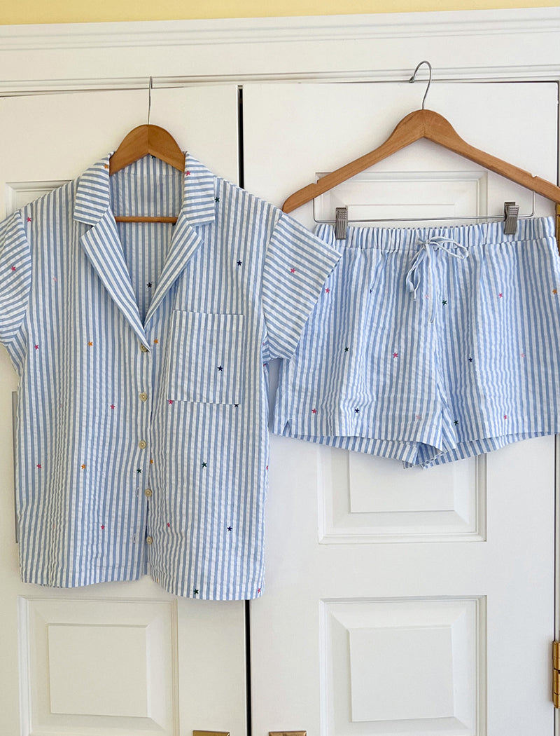 Casual Short Sleeve Top and Shorts Pajama Set