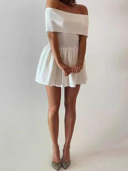 Off-Shoulder Smocked Mini Dress