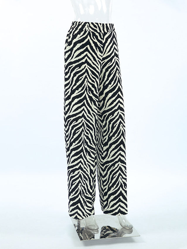 Printed Loose Wide-Leg Pants