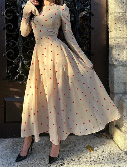 Graphic Long-Sleeve Maxi Dress