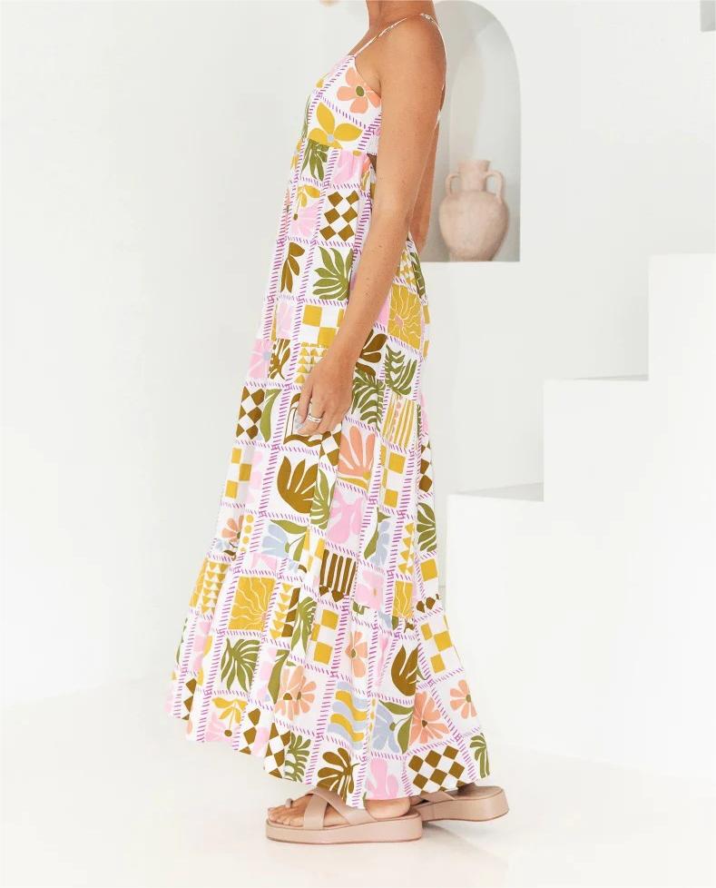 Floral Print Smocked Maxi Dress