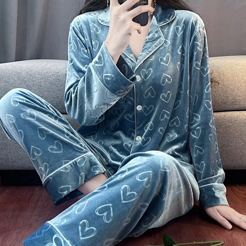 Heart Print Pajama Set