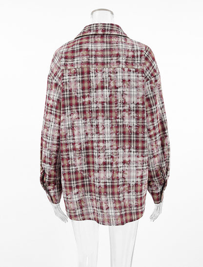 Plaid Collar Loose Long Sleeve Casual Shirt