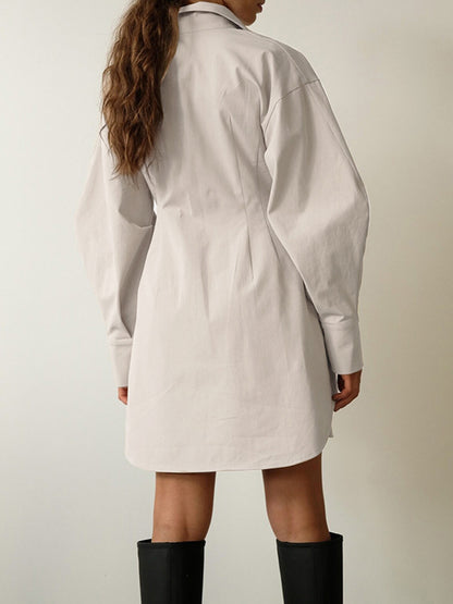 Balloon Sleeve Shirt Dress