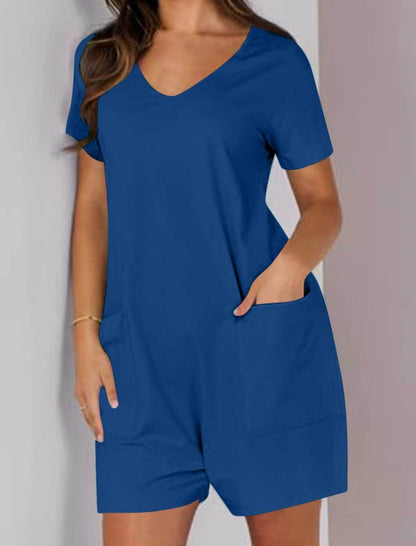 Double Pocket Short Sleeve Romper