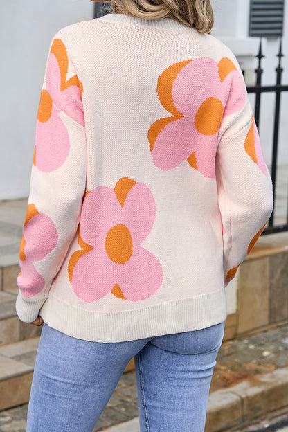 Floral Print Crewneck Sweater