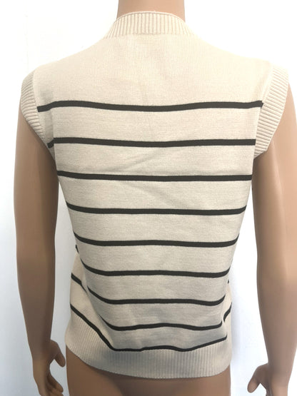 Sleeveless Striped Knit Pullover