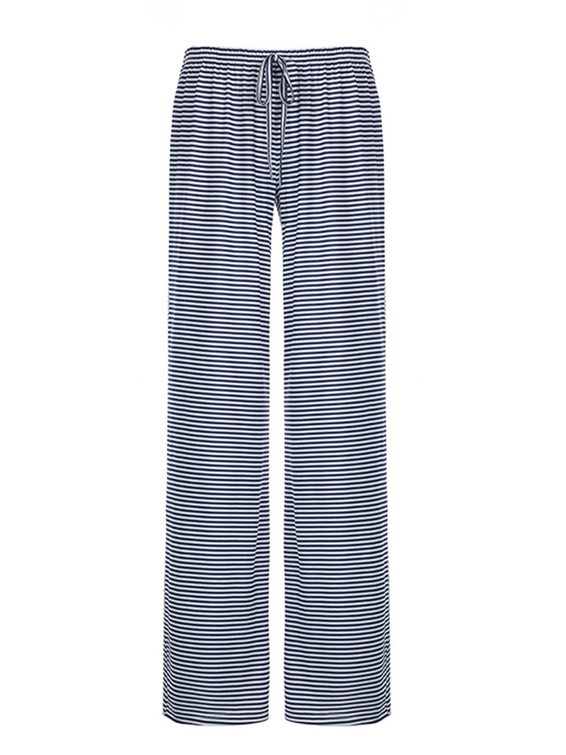 Drawstring Striped Wide-Leg Pants