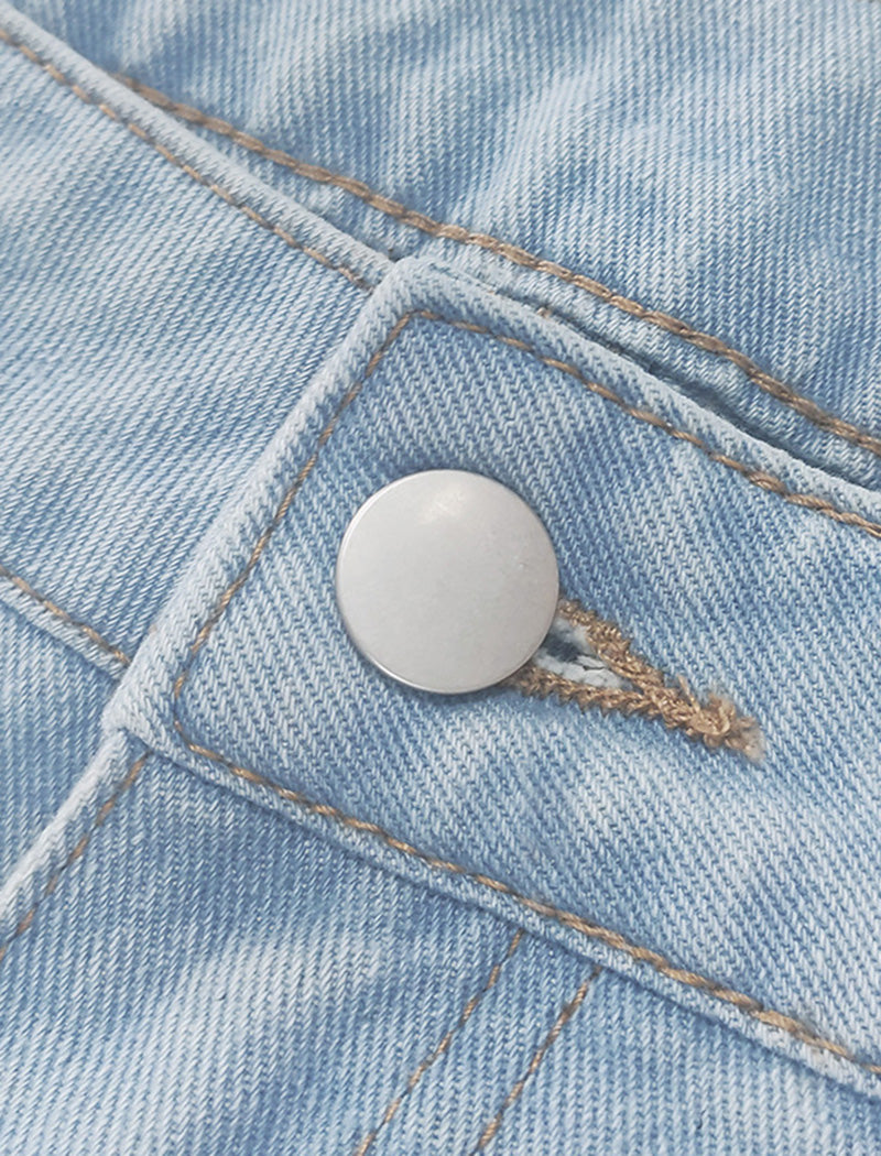 Pleated High-Waisted Denim Pants