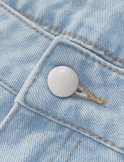 Pleated High-Waisted Denim Pants