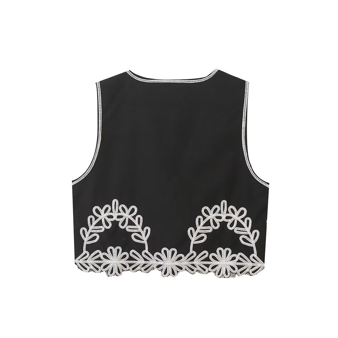 Button-Front V-Neck Vest