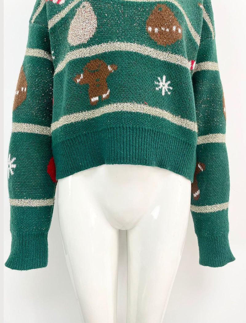 Festive Knit Sweater with Holiday Motifs