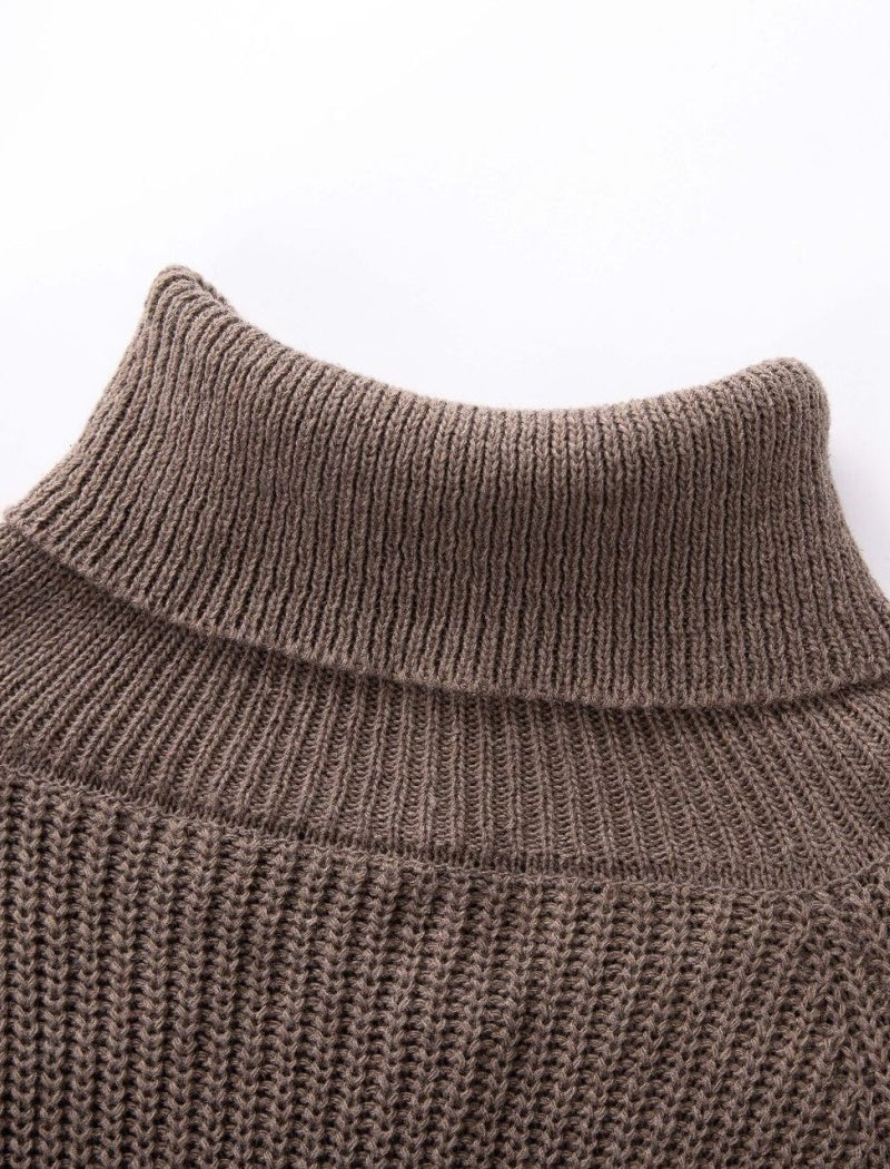 High Neck Knit Cape Sweater