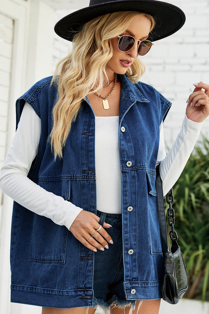 Sleeveless Denim Utility Vest