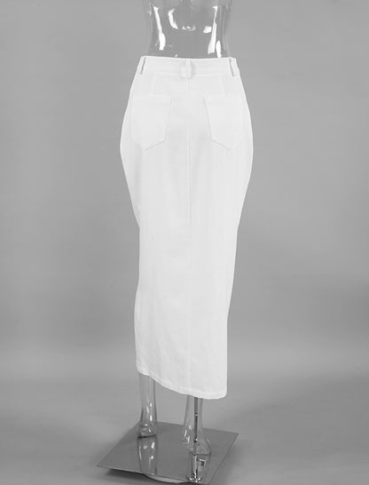 High-Waisted Slim Buttoned Skirt
