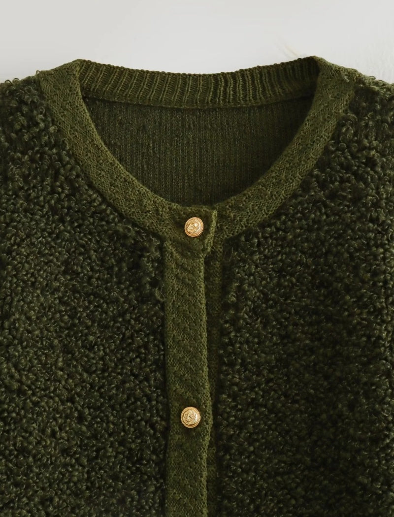 Fleece Buttoned Cardigan