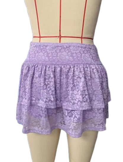 Lace Ruffle Mini Skirt