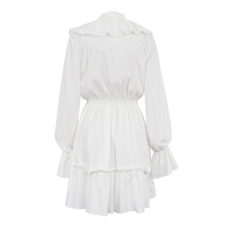 Solid Ruffle Trim Mini Dress