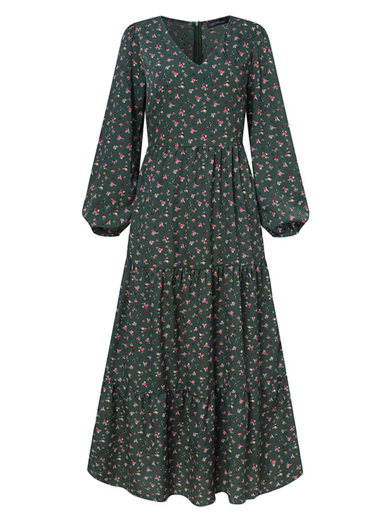 Floral Print Long Sleeve Maxi Dress