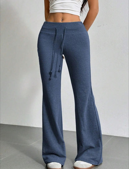 High-Waist Flared Drawstring Pants