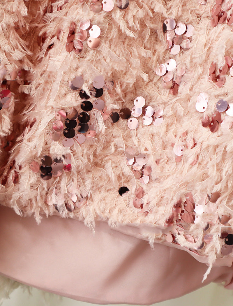 Sequin Fringe Sweater with Balloon Sleeves