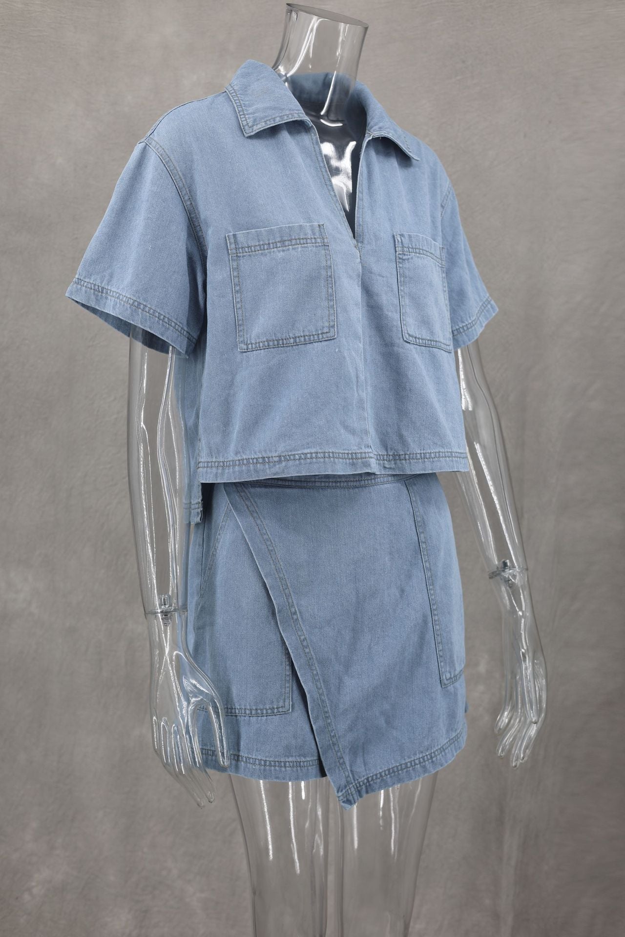 Denim Shirt and Skort Set