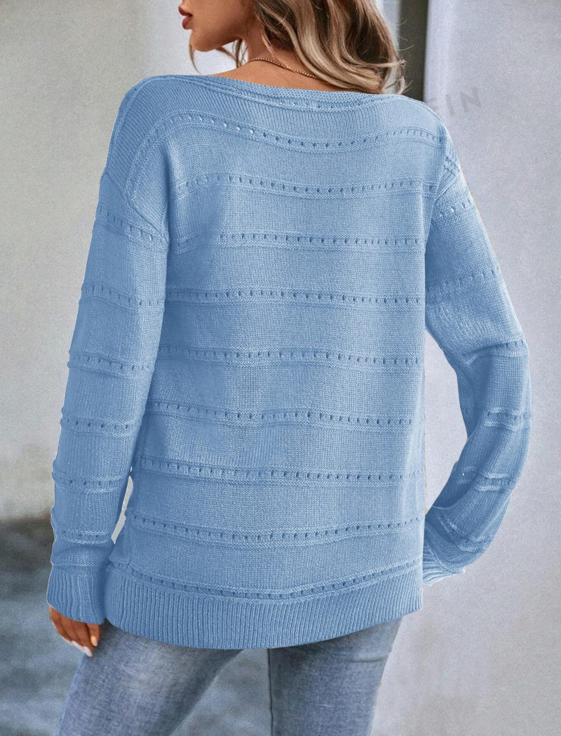 Pointelle Knit Long Sleeve Top