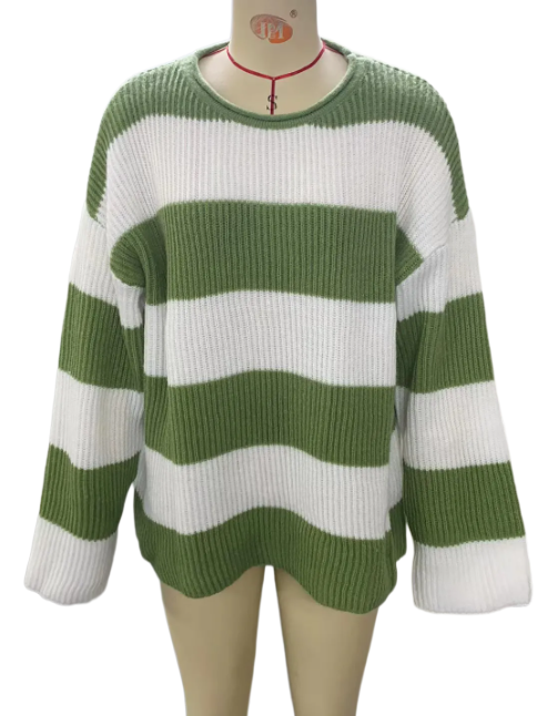 Striped Knit Pullover Sweater