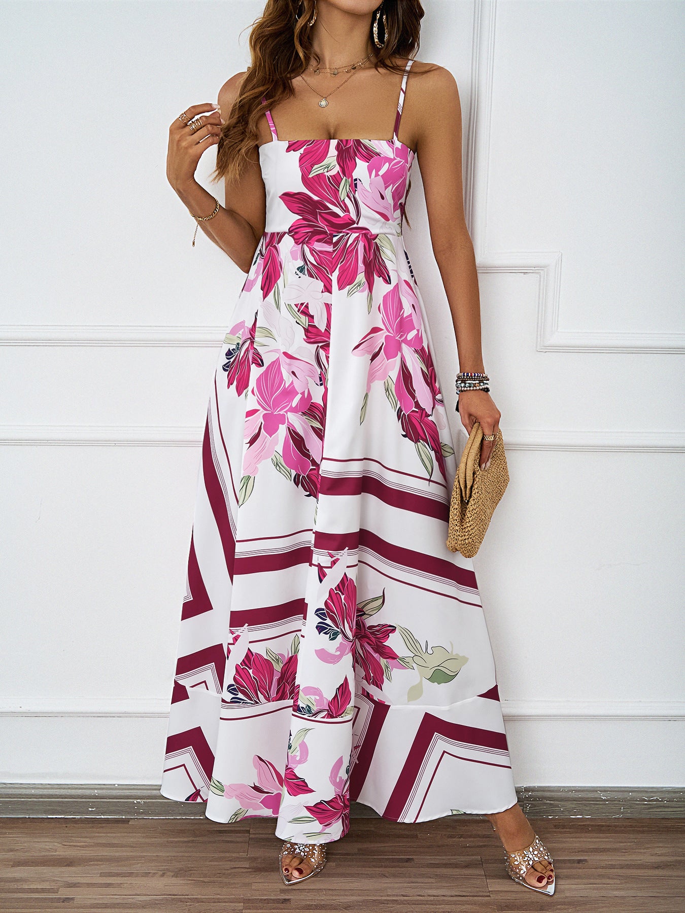 DVL407014D Floral Print Maxi Cami Dress